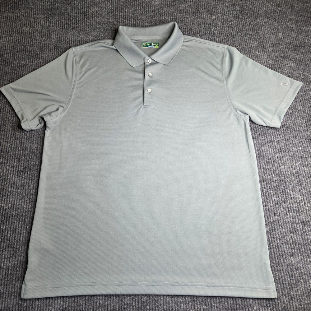 Pro Tour Cool‎ Play Golf Polo Shirt Mens XL Short Sleeve Gray Activewear